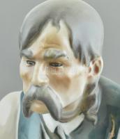 Zsolnay szalonnázó paraszt, kézzel festett, jelzett, hibátlan, m: 35 cm