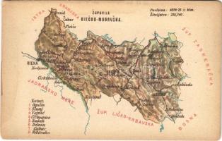 Modrus-Fiume vármegye térképe. Kiadja Károlyi Gy. / Zupanija Riecko-Modruska / Map of Modrus-Rijeka county (EK)