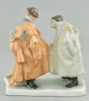 Herendi búcsúzkodó pásztorok, kézzel festett porcelán, jelzett, hibátlan, m:21 cm