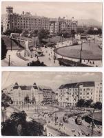 Budapest, Móricz Zsigmond körtér és Moszkva tér villamosokkal - 2 db modern Képzőművészeti Alap képeslap