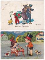 4 db RÉGI gyerek motívum képeslap / 4 pre-1945 children motive postcards