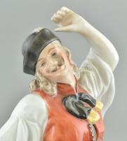 Herendi táncoló juhász, kézzel festett, jelzett, hibátlan, m: 29,5 cm