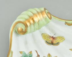 Herendi Viktória mintás kagylós kínáló, kézzel festett, jelzett, kopott, 21×22 cm