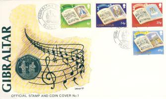 Gibraltár 1991. 50p "Karácsony" érmés, bélyeges borítékon T:2