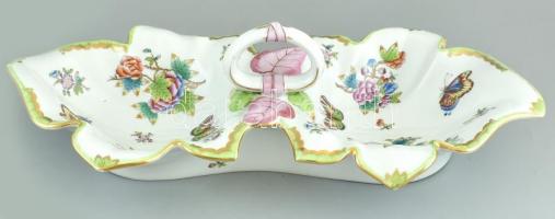 Herendi Viktória mintás füles kínáló, kézzel festett, jelzett, hibátlan, 46×23 cm, m:13 cm