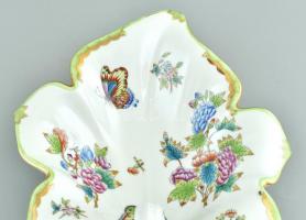 Herendi Viktória mintás füles kínáló, kézzel festett, jelzett, hibátlan, 46×23 cm, m:13 cm