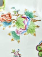 Herendi Viktória mintás füles kínáló, kézzel festett, jelzett, hibátlan, 46×23 cm, m:13 cm