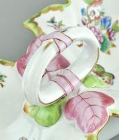 Herendi Viktória mintás füles kínáló, kézzel festett, jelzett, hibátlan, 46×23 cm, m:13 cm