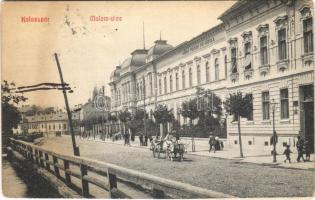 1913 Kolozsvár, Cluj; Malom utca, Városi polgári fiúiskola, B. Bak üzlete. Lepage Lajos kiadása / street view, boys school, shop (EK)