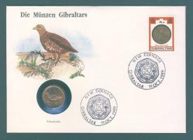 Gibraltár 1990. 1p érmés, bélyeges borítékon T:1/2