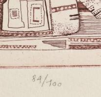 Szemethy Imre (1945- ): Mandarin, 1978. Rézkarc, papír, jelzett, számozott (84/100). 20×11,5 cm