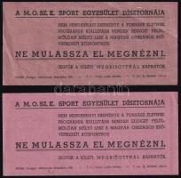 cca 1930-1940 MOSZK Sport Egyesület dísztornája, 2 db szórólap