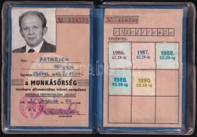 1985 Munkásőr igazolvány, fényképpel, bélyegekkel