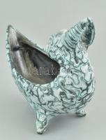 Gorka Iparművészeti Vállalatos kosfejes kínáló, repesztett mázas, jelzett, hibátlan m:17,5 cm