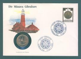Gibraltár 1990. 2p "Világítótorony" érmés, bélyeges borítékon T:1