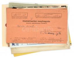 Vegyes papírrégiség tétel, kötvény, plakát, címke, jegy, stb