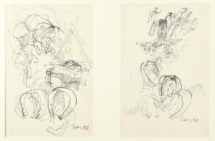 Csohány Kálmán (1925-1980): 2 db rajz egy keretben. Tus, papír, jelzett, üvegezett fa keretben. 2x29x20 cm