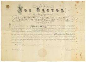 1924 Pázmány Péter Tudományegyetem által kiállított diploma