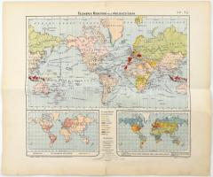 Földképek Mercator-féle projekcióban, Lampel L. kiadása, ragasztott, 38,5×48,5 cm