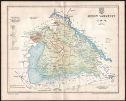 1897 Moson vármegye térképe, tervezete: Gönczy Pál, Kiadja: Posner és Fia, 30×24 cm
