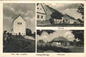 1952 Somogyhárságy, Római katolikus templom, iskolák, orvoslak. Gayer kiadása (r)