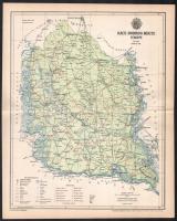 1893 Bács-Bodrog megye térképe, tervezete: Gönczy Pál, készült: Posner Károly Lajos és Fia térképészeti műintézetében, hajtott, 30×24 cm