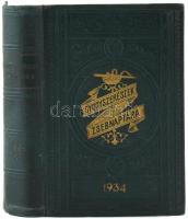 1934 Gyógyszerész zsebnaptár a magyarországi gyógyszertárak és tulajdonosaik részletes listájával, reklámokkal, szép állapotban, 487p