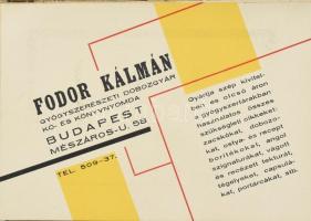 1934 Gyógyszerész zsebnaptár a magyarországi gyógyszertárak és tulajdonosaik részletes listájával, r...