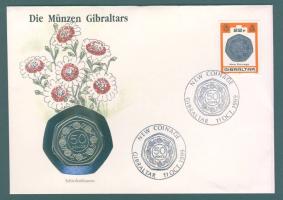 Gibraltár 1989. 50p "Tatárvirág" érmés, bélyeges borítékon T:1