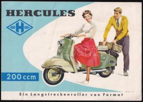 Hercules 200 ccm német motorroller rajzos fényképes kihajtható termékprospektusa, szép állapotban, 6p