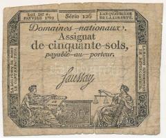 Franciaország 1792. 50S T:III- szakadás France 1792. 50 Sols C:VG tear