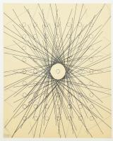 Rune Mields (1935-): Geometrikus kompozíció. Szitanyomat, papír. Jelzett a hátoldalán. Üvegezett fa keretben. 34x29 cm