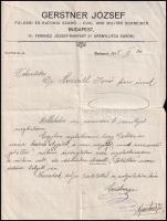 1915 Bp., Gerstner József polgári és katonai szabó saját kézzel írt levele fejléces levélpapírján