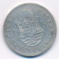 1892KB 1Ft Ag "Ferenc József / Fiume címer" T:2-
Adamo M15