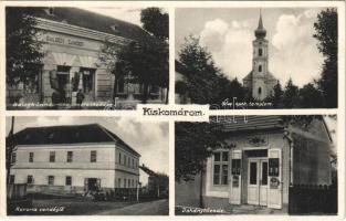 1931 Kiskomárom (Zalakomár), Római katolikus templom, Korona vendéglő, Dohánytőzsde, Balogh Sándor üzlete és saját kiadása (EK)