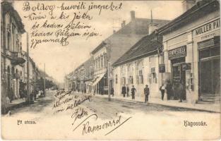 1906 Kaposvár, Fő utca, Müller Pál cipész, Fenyvesi Béla üzlete és saját kiadása (EK)