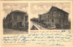 1900 Diósgyőr (Miskolc), M. kir. vas- és acélgyár, Vendéglő, Iskola. Ferenczi B. kiadása (EK)