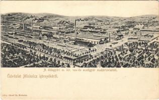 1900 Diósgyőr (Miskolc), M. kir. vas- és acélgyár madártávlatból. Lövy József fia kiadása (EK)