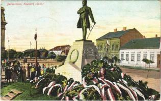 1907 Békéscsaba, megkoszorúzott Kossuth szobor (Rb)