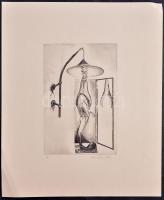 Major János (1934-2008): Hieronymus Bosch emlékezete, 1963. Rézkarc, papír, jelzett, számozott (3/50). 23,5x15,5 cm