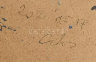 Czibor Ildikó (1969- ): Lila pörgés. Akril, farost, jelzett, hátoldalán autográf felirattal, 70x50 c...