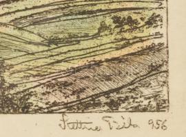 9 db Balaton rézkarc, üvegezett fa keretben, jelzett, 9x13cm