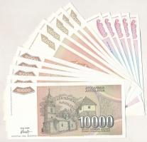 Jugoszlávia 1993. 5000D (5x) közte közeli sorszámok + 10.000D (5x) közte közeli sorszámok + 50.000D ...