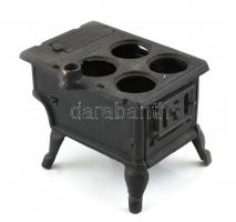 Rescent öntöttvas miniatűr tűzhely. 1900 körül, hiányos, 21x17x18 cm