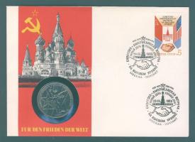 Szovjetunió 1975. 1R "II. Világháború 30. évforduló" érmés, bélyeges borítékon T:PL