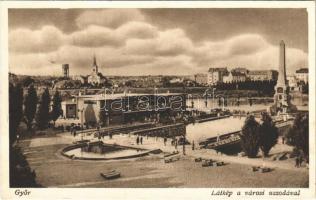 1934 Győr, látkép a városi uszodával