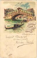 1894 (Vorläufer!!!) Venezia, Venice; Saluti da Venezia. Art Nouveau, litho (Rb)
