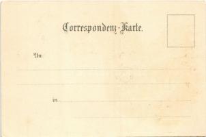 1898 (Vorläufer) Gruss aus den Bergen / Highlander folklore, alpinist man with cows. H. Metz Kunst-V...