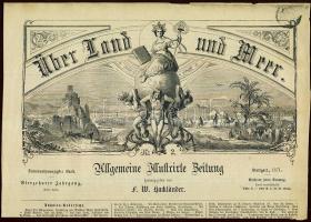 1871 Über land und Meer újság címlapja 32 kr újságszignettával és szép metszekkel/ Cover of the ÜLM magasine with e32 kr signetta and nice engravings