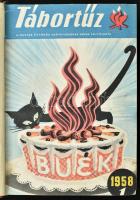 1958 A Tábortűz A Magyar Úttörők Szövetségének képes folyóirata. Komplett évfolyam bekötve. Félvászon kötésben